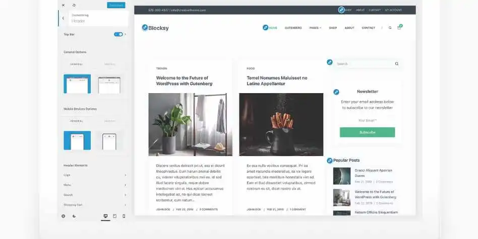 Header builder de Blocksy