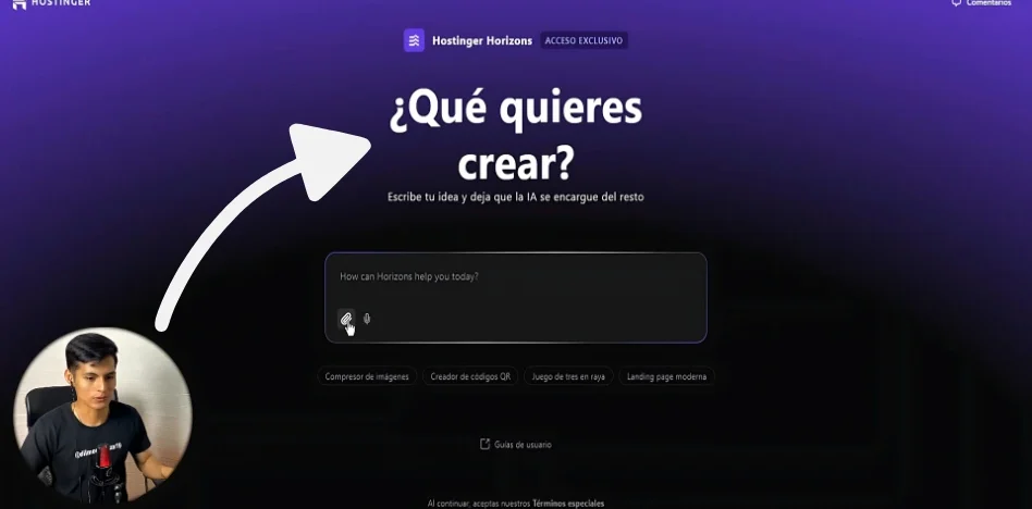 Hostinger Horizons aplicación web