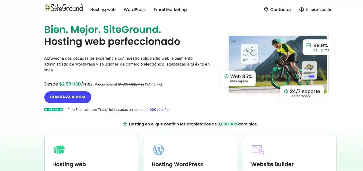 Panel de control y servidores de SiteGround